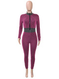 Long Sleeve Zipper Two Piece Pants Set SH-391355