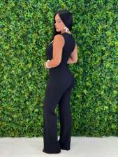 Line Sleeveless Wide Leg Jumpsuit  OSM-4487