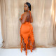 Solid Color Pleated Tassel Midi Dress CYA-901913
