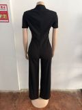 Lines Patchwork Sport Fit Jumpsuit OSM-4485