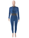 Long Sleeve Zipper Two Piece Pants Set SH-391355