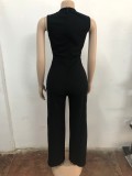 Line Sleeveless Wide Leg Jumpsuit  OSM-4487