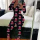 Print Deep V Neck Long Sleeve Jumpsuit SHD-9880