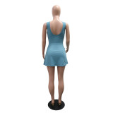 Sleeveless Solid Romper+Small Apron 2 Piece Set CYA-901957