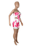 Print Off Shoulder Top Two Piece Skirts Set SHD-9544