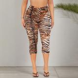 Tiger Print Casual Seventh Pants MXBF-J25PT141