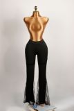 Lace Patchwork Solid Flare Pants YWXS-K25L763