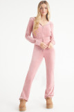 Solid Color Zipper Hooded Two Piece Pants Set YD-YM023
