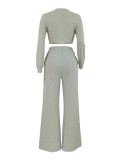 Stripe Patchwork Long Sleeve Pants Sports Suit FENF-6041