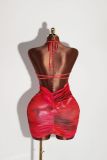 Print Halterneck Backless Mini Dress YWXS-XS-K24D50847