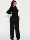 Stripe Patchwork Long Sleeve Pants Sports Suit FENF-6041