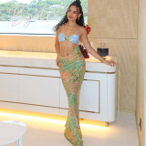 Sling Patchwork Print Backless Maxi Dress XEF-K24D62079