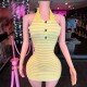 Pre Order: About 7 work days shipping Stripe Knits Mini Dress YUEM-300813