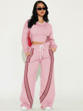 Stripe Patchwork Long Sleeve Pants Sports Suit FENF-6041