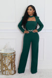 Solid Color Long Sleeve Wide Leg Jumpsuit OSM-4933