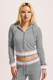 Casual Contrast Color Hooded Zipper 2 Piece Set YD-YM025