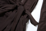 Deep V Neck Tie Up Solid Color Mini Dress XEF-K24D61286
