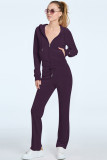 Solid Color Zipper Hooded Two Piece Pants Set YD-YM023