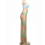 Sling Patchwork Print Backless Maxi Dress XEF-K24D62079