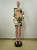 Long Sleeve Print Sexy Mini Dress QOUY-6064