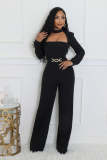 Solid Color Long Sleeve Wide Leg Jumpsuit OSM-4933