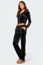 Velvet Sports Zipper Hoodie Two-piece Pants Set YD-YM024