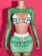 Mesh Long Sleeve Tops+Bikinis Print Three Piece Skirts Set YWXS-K25L704