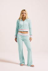 Casual Contrast Color Hooded Zipper 2 Piece Set YD-YM025