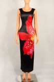 Backless Sleeveless Print Maxi Dress YWXS-K25L826