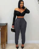 Plus Size Sports Ice Silk Straight Pants YIM-K08