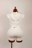 Solid Color Zipper Hooded Two Piece Shorts Set YWXS-K25L624