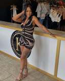 Zipper Sleeveless Stripe Print Romper YWXS-K25L888