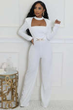 Solid Color Long Sleeve Wide Leg Jumpsuit OSM-4933