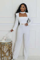 Solid Color Long Sleeve Wide Leg Jumpsuit OSM-4933