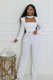 Solid Color Long Sleeve Wide Leg Jumpsuit OSM-4933