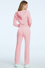 Solid Color Zipper Hooded Two Piece Pants Set YD-YM023