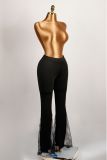 Lace Patchwork Solid Flare Pants YWXS-K25L763