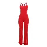 Sleeveless Contrast Color Backless Yoga Jumpsuit XEF-K25Q68159