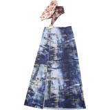 Sexy Mesh Print Slash Shoulder Split Maxi Dress XEF-K25D67364