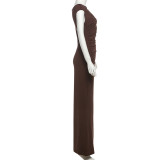 Slash Neck Solid Color Maxi Dress XEF-K25D69816
