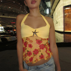 Sexy Print Halterneck Tank Tops XEF-K25L71135