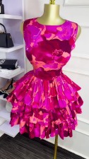 Sleeveless O Neck Pleated Cake Dress GXIN-8860