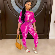 Tie Dye Print Tops And Pant 2 Piece Set MXDF-6165