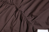 Sexy V Neck Pleated Tops Two Piece Skirts Set XEF-K25S75295