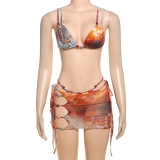 Sexy Mesh Tie Up Bikinis Three Piece Swimsuit XEF-K25S67251