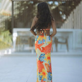 Sexy Tie Up Print Bikinis+Long Skirts 3 Piece Swimsuit XEF-K25S62606