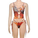 Sexy Mesh Tie Up Bikinis Three Piece Swimsuit XEF-K25S67251