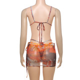 Sexy Mesh Tie Up Bikinis Three Piece Swimsuit XEF-K25S67251