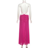 Sexy Backless Tie Up Mesh Maxi Dress XEF-K25D76298