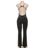Sleeveless Contrast Color Backless Yoga Jumpsuit XEF-K25Q68159